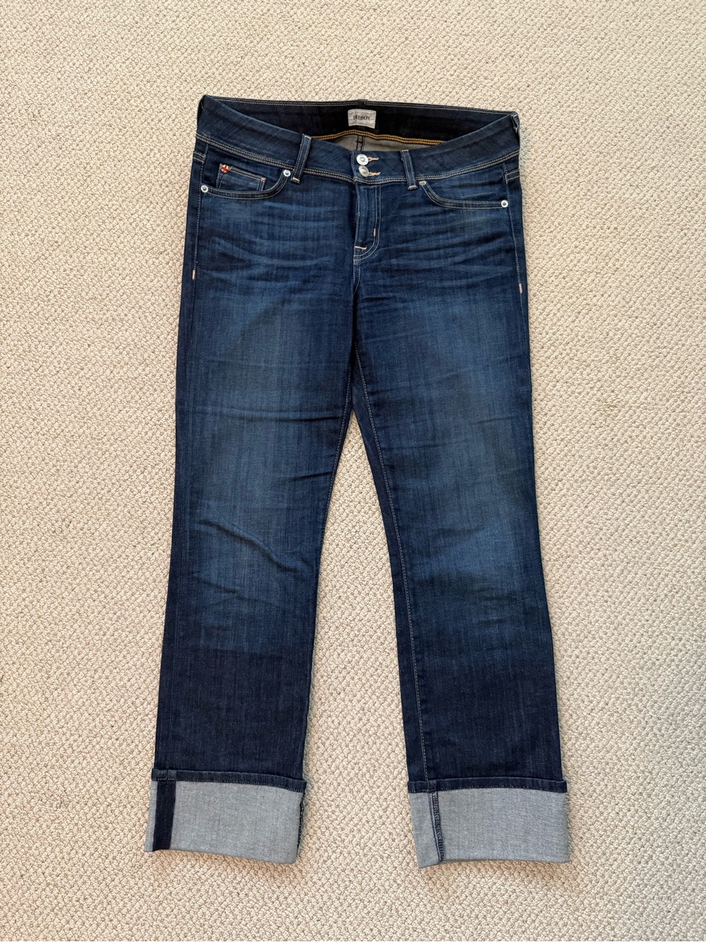 Hudson Dark Blue Women's Straight Cuffed Jeans